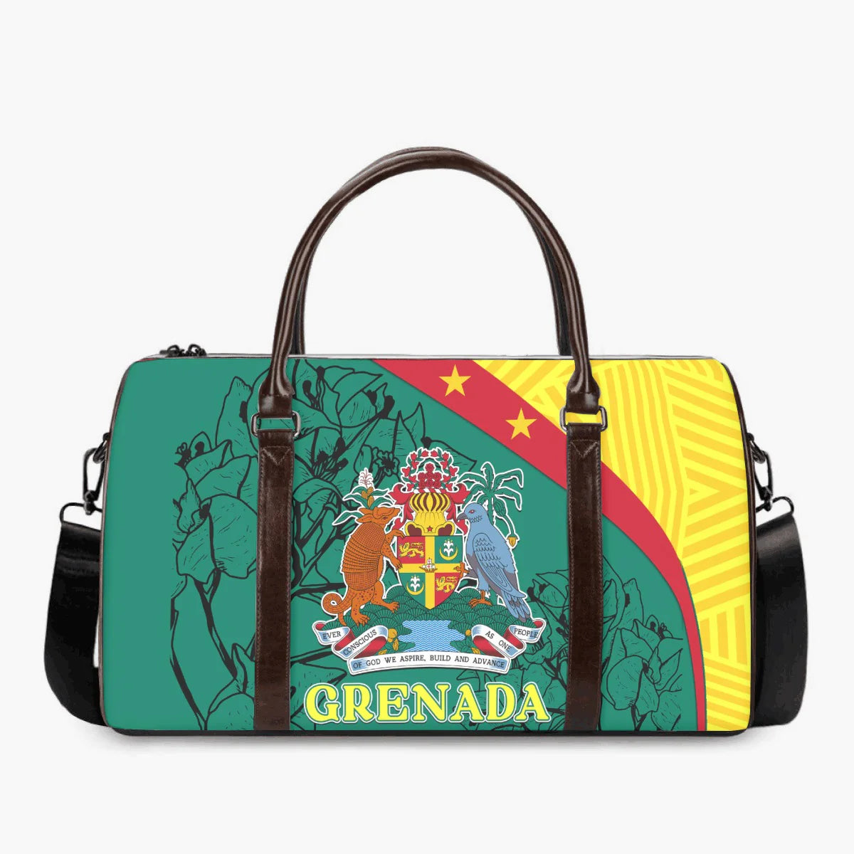 Grenada Travel Bag Coat Of Arms With Bougainvillea Flowers LT7