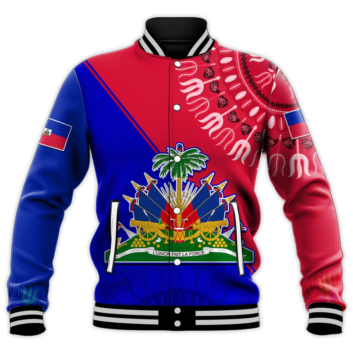 Haiti Baseball Jacket Haiti Flag Dashiki Simple Style LT14