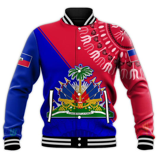 Haiti Baseball Jacket Haiti Flag Dashiki Simple Style LT14