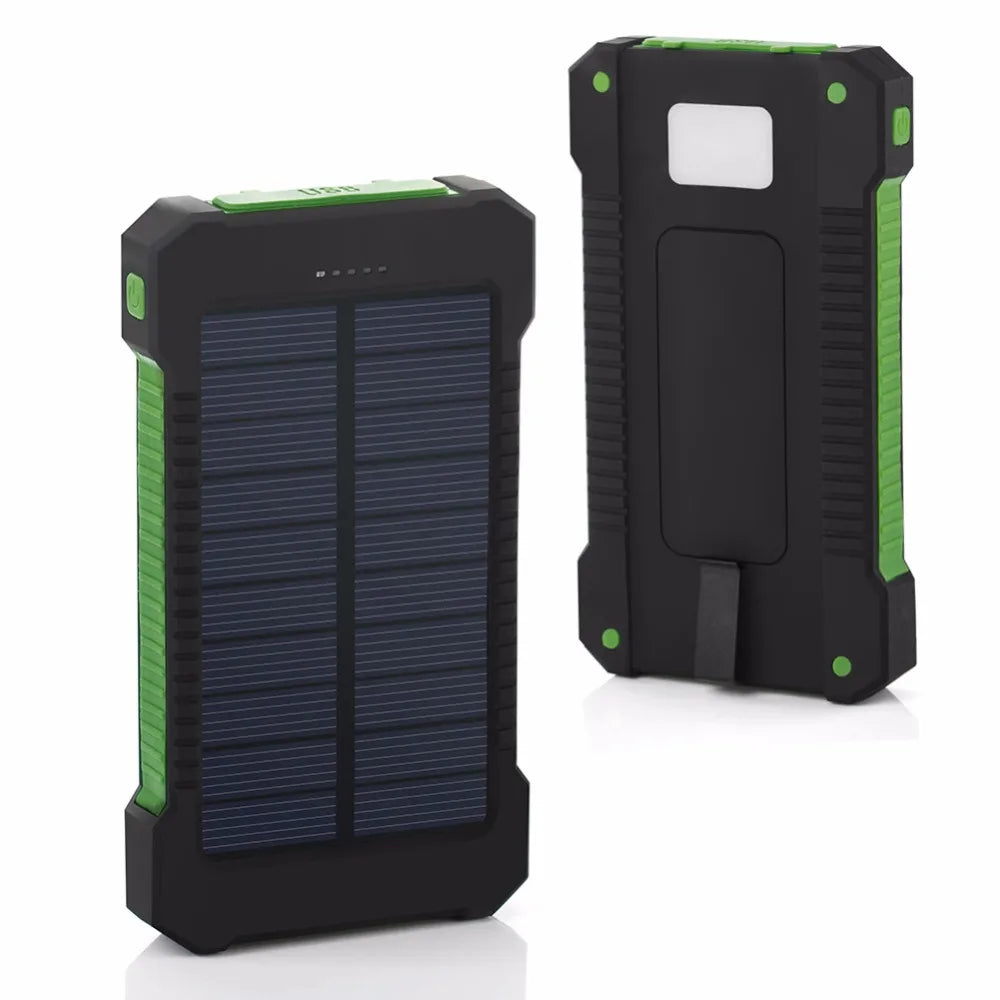 Solar Power Bank 10000mah Waterproof SOS External Auxiliary Battery Powerbank