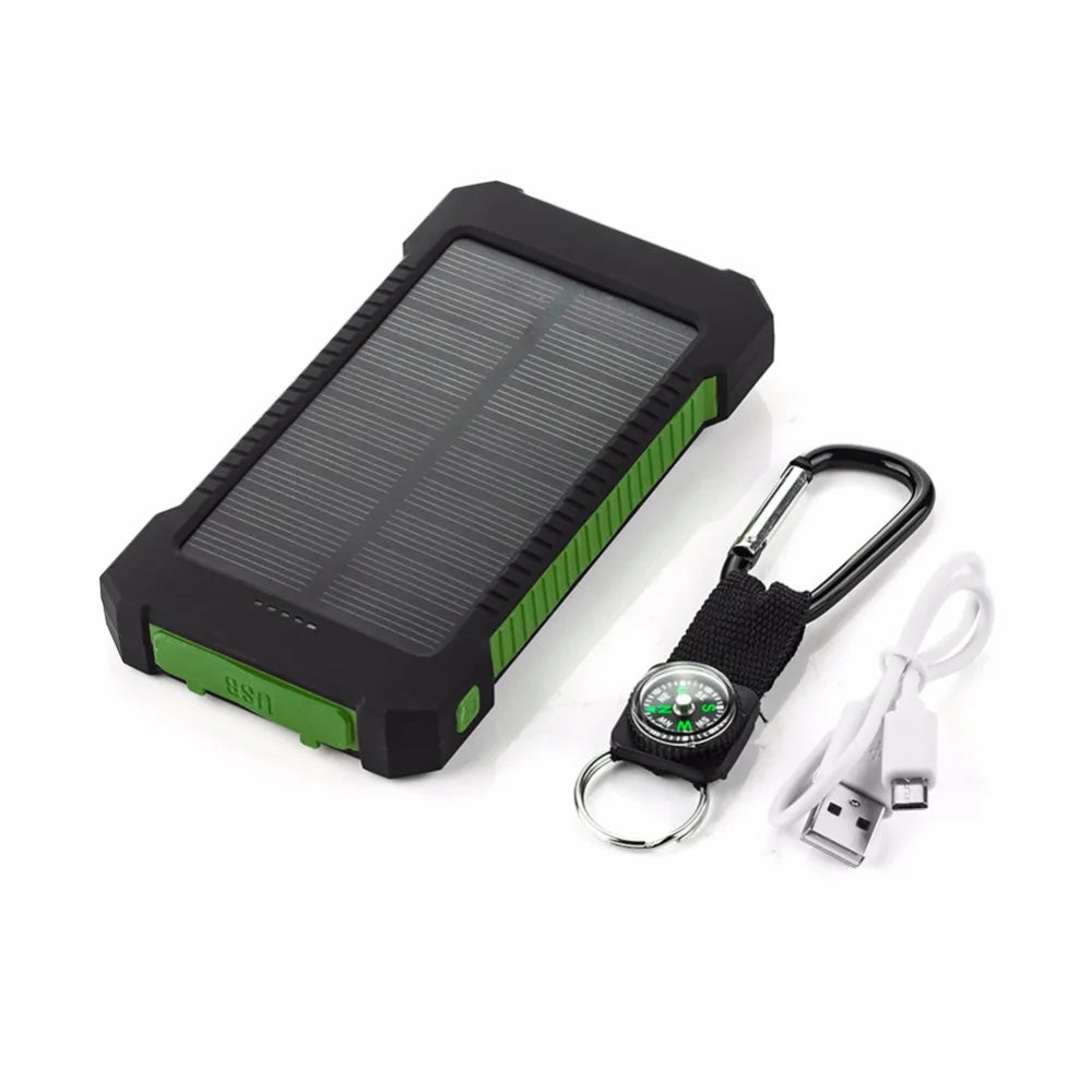 Solar Power Bank 10000mah Waterproof SOS External Auxiliary Battery Powerbank