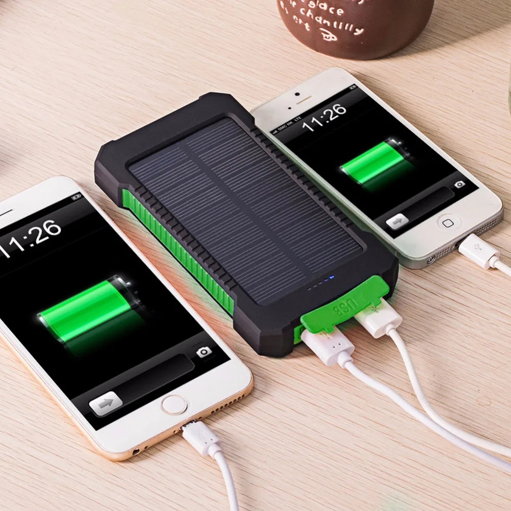 Solar Power Bank 10000mah Waterproof SOS External Auxiliary Battery Powerbank