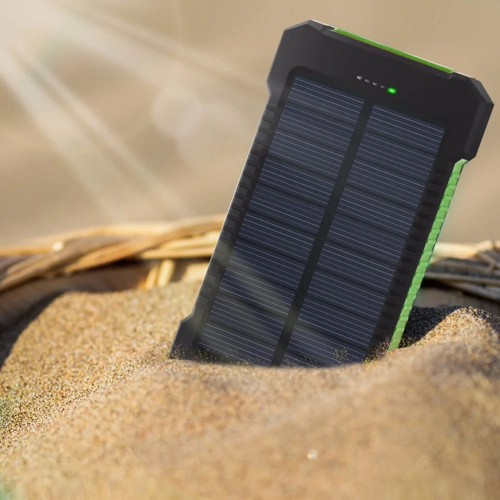 Solar Power Bank 10000mah Waterproof SOS External Auxiliary Battery Powerbank