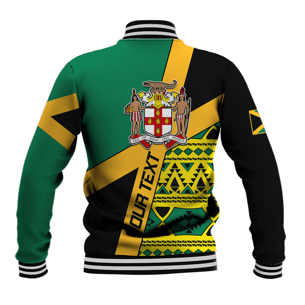 Personalised Jamaica Baseball Jacket Ethnic Style In Jamaican Flag LT9