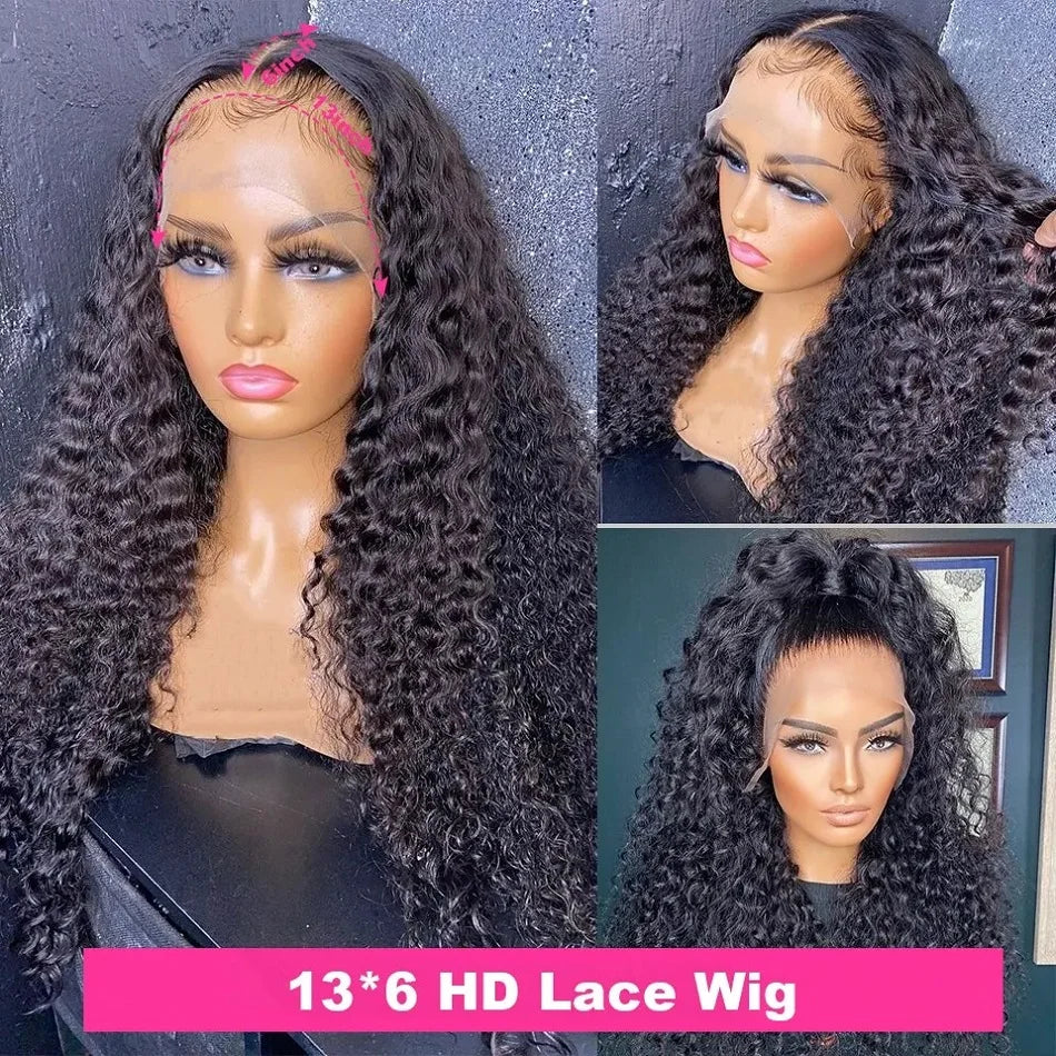 Glueless 30 40 Inch Loose Deep Wave Water wave Frontal Wigs