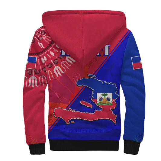 (Custom Personalised) Haiti Sherpa Hoodie Haiti Flag Dashiki Simple Style LT14