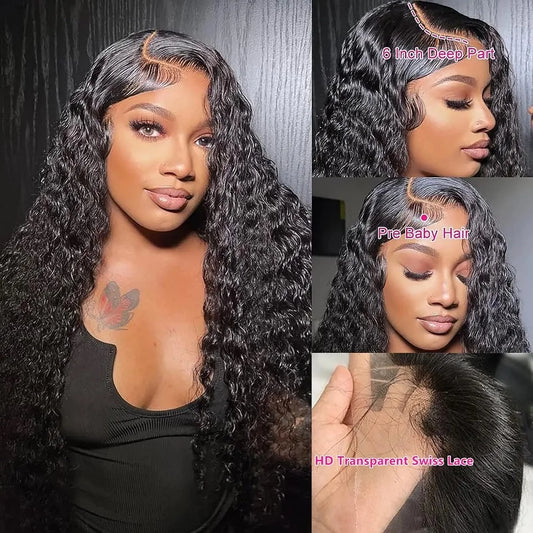 Glueless 30 40 Inch Loose Deep Wave Water wave Frontal Wigs