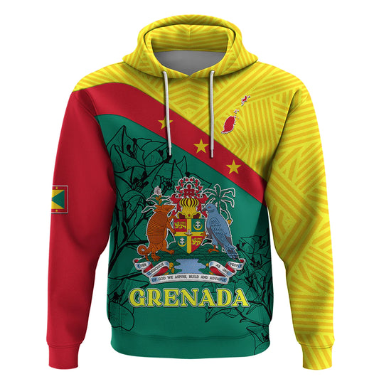 Custom Grenada Hoodie Coat Of Arms With Bougainvillea Flowers TS06