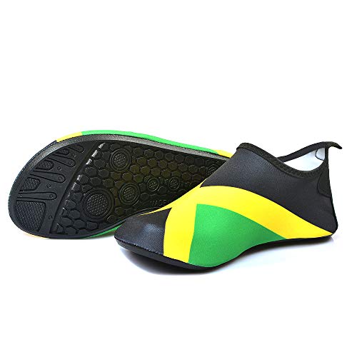 Water Shoes for Women and Men Quick-Dry Swim Beach Shoes for Outdoor Surfing Yoga Exercise Jamaica Flag Caribbean Reggae Rasta (Jamaica, 9.5)