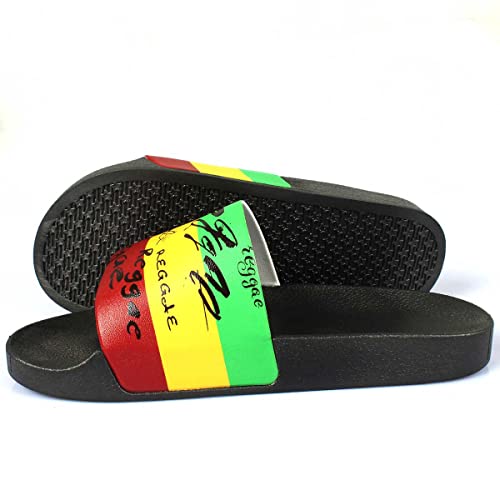 Jamaican Rasta Reggae RGY Caribbean Slippers Sandals for Women and Men Sandals Open Toe Soft Cushioned Non-Slip for Indoor & Outdoor（LTX006-40）