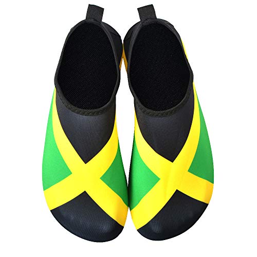 Water Shoes for Women and Men Quick-Dry Swim Beach Shoes for Outdoor Surfing Yoga Exercise Jamaica Flag Caribbean Reggae Rasta (Jamaica, 9.5)