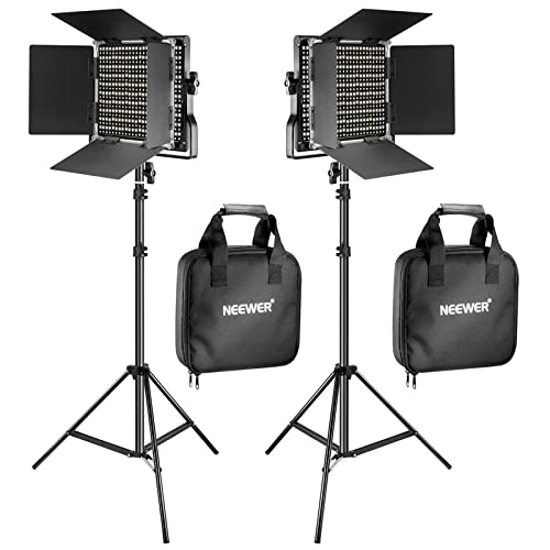 NEEWER 2 Pack Bi Color 660 LED Video Light and Stand Kit: