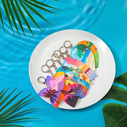 36 Pcs Beach Favors Keychain Gifts Set Wooden Bulk Surfboard Keychains Sea Turtle