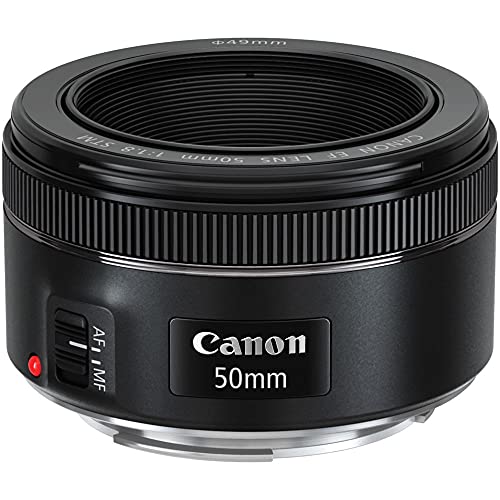 Canon EF 50mm f/1.8 STM Lens (0570C002) + Filter Kit + Cap Keeper + Cleaning Kit + More (Renewed)