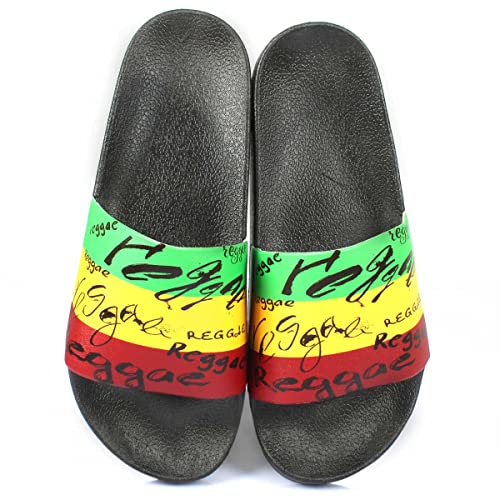 Jamaican Rasta Reggae RGY Caribbean Slippers Sandals for Women and Men Sandals Open Toe Soft Cushioned Non-Slip for Indoor & Outdoor（LTX006-40）