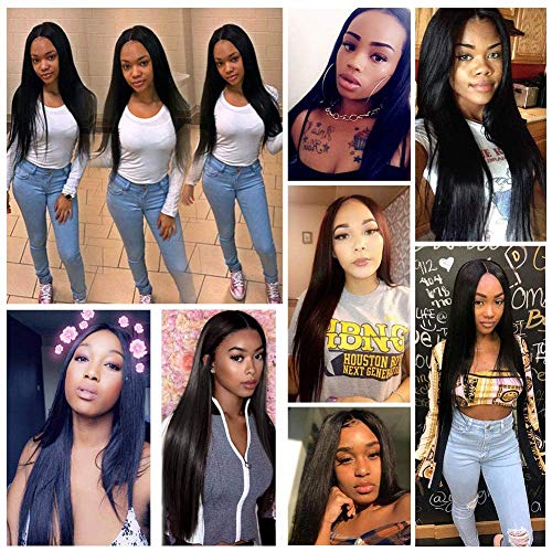 Straight Hair Bundles Human Hair 10A Grade Virgin Brazilian Straight Human Hair Bundles 100% Unprocessed Virgin Remy Hair Weave 3 Bundles Natural Black (20 22 24,300g)