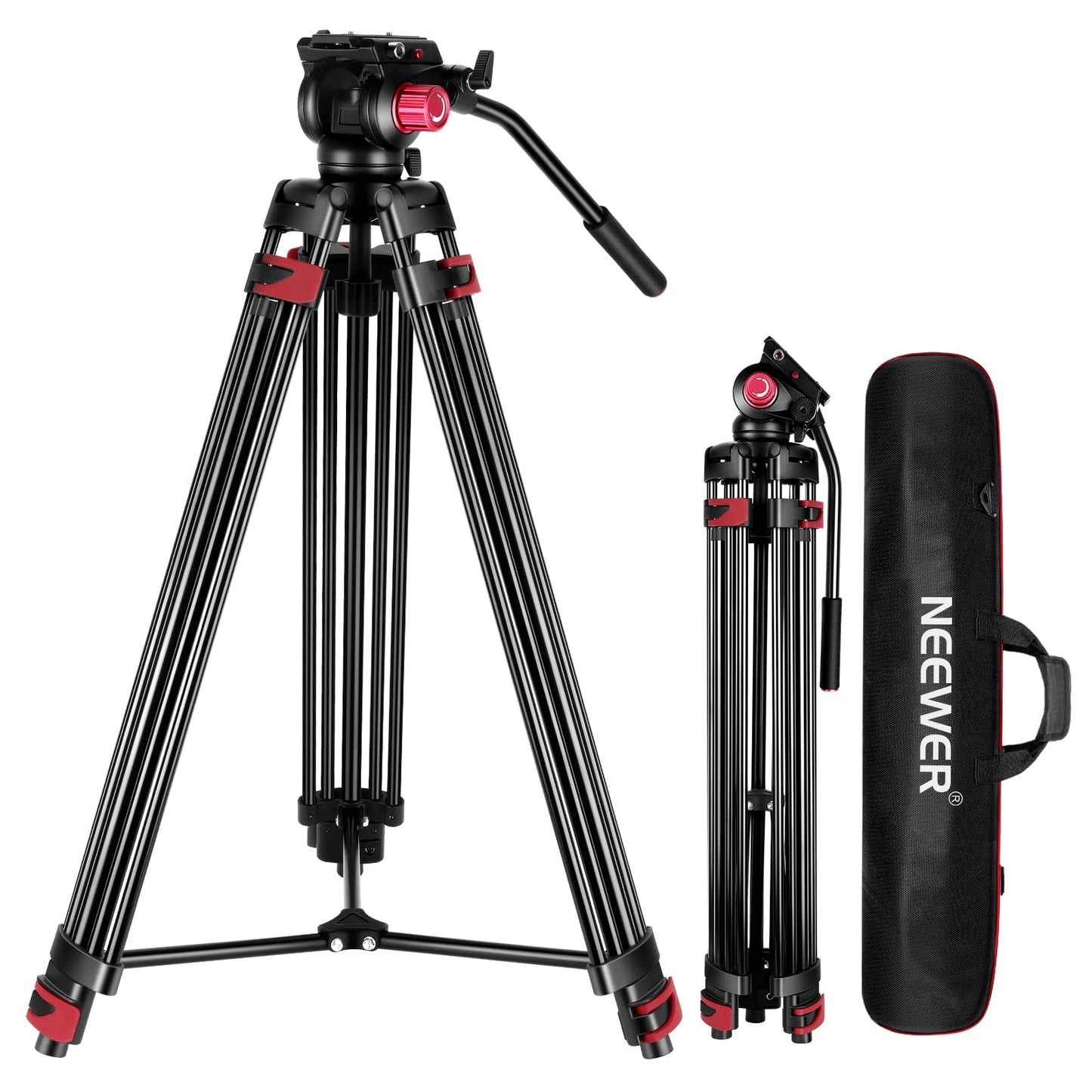 NEEWER 79"/200cm Video Tripod, Heavy Duty Aluminum Alloy Camera Tripod Stand with 360° Fluid Drag Head, QR Plate Compatible with Canon Nikon Sony and Other DSLR Camera Camcorder, Load Up to 17.6lb/8kg