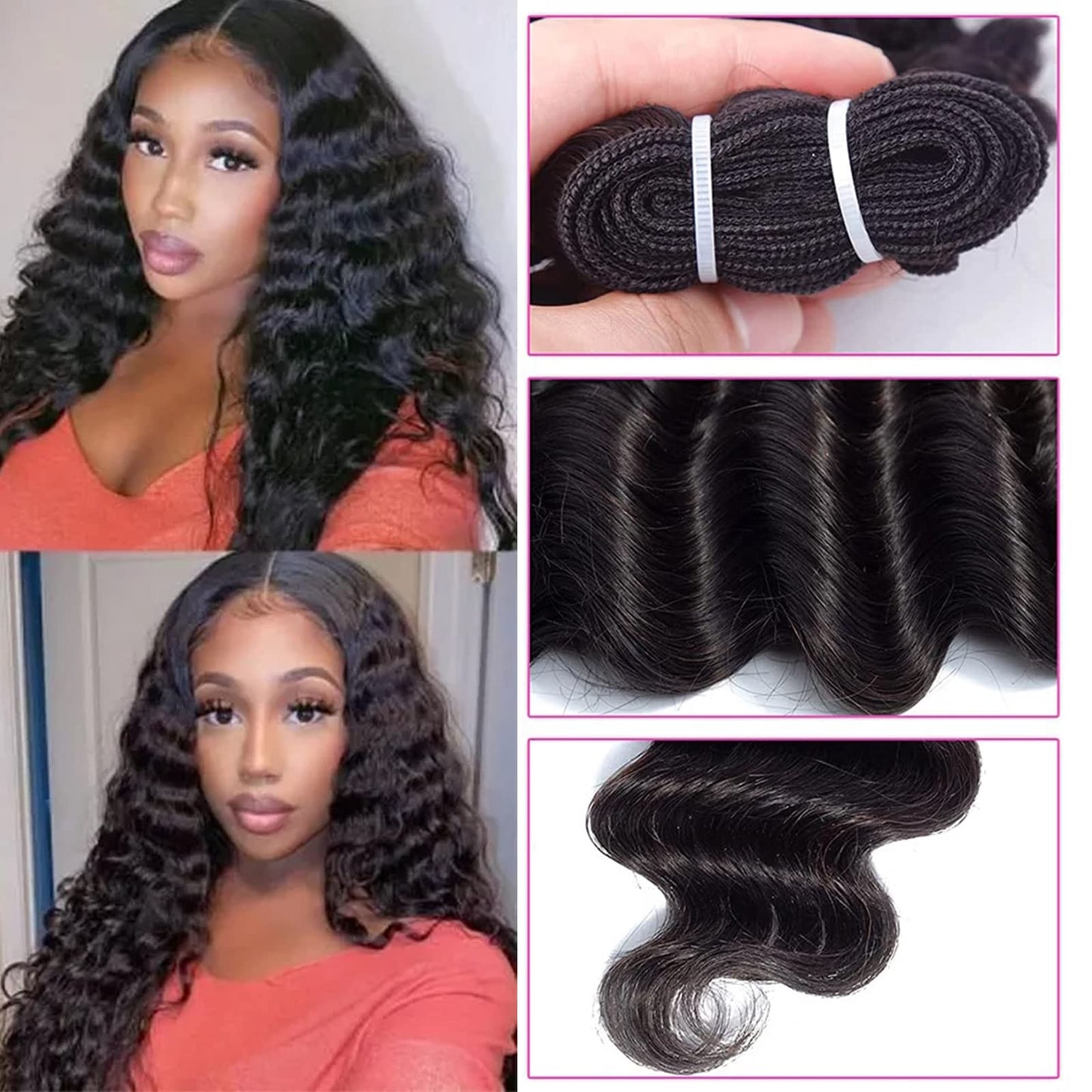 Yeslestm Loose Deep Wave Human Hair 4 Bundles 10A Brazilian Vigin Human Hair