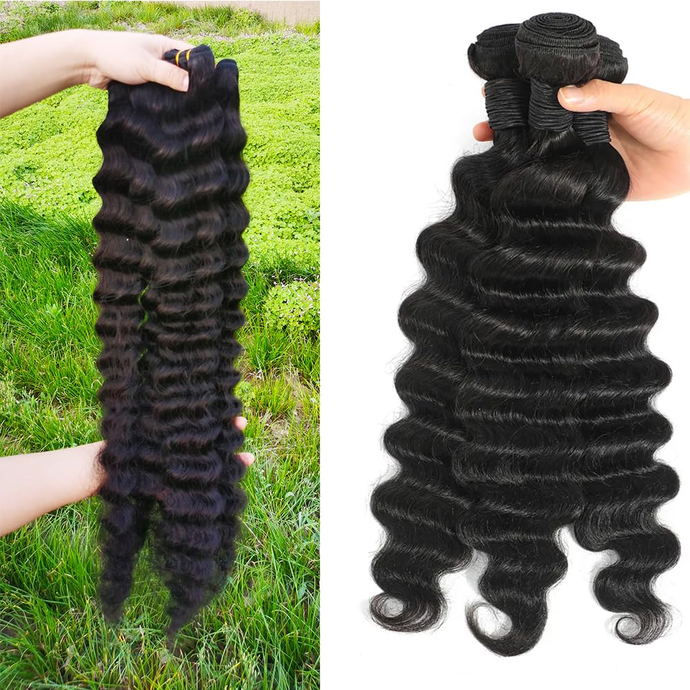 Yeslestm Loose Deep Wave Human Hair 4 Bundles 10A Brazilian Vigin Human Hair