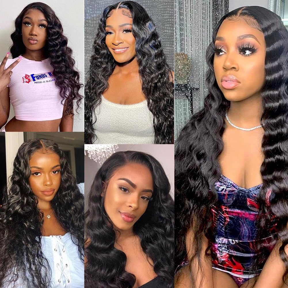 Yeslestm Loose Deep Wave Human Hair 4 Bundles 10A Brazilian Vigin Human Hair